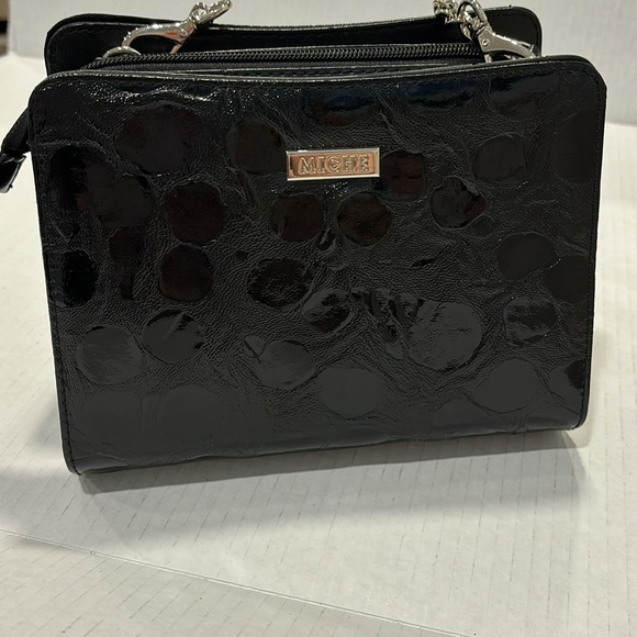 MICHE Bag Small Black Zip Close Top Silver Strap - Picture 1 of 10